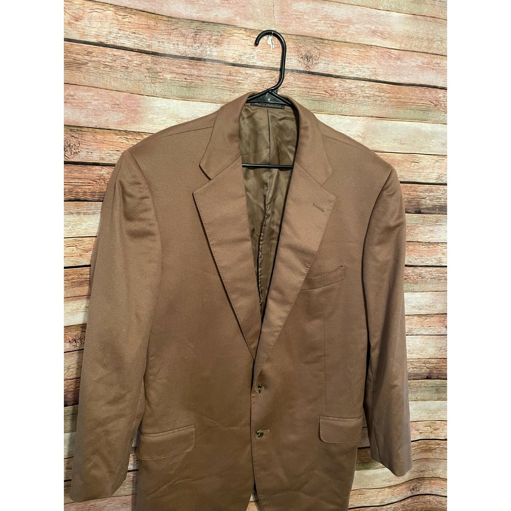 Ermenegildo Zegna Blazer Mens 44L Brown 100% Cashmere Suit Jacket Sport Coat - Picture 2 of 9